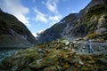 Photographer taking a photograph in franz josef glacier one of most popular traveling destination in west coast southland new Royalty Free Stock Photo