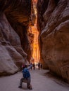 Petra, Jordan - Photographer is taking a picture of the Treasury temple Royalty Free Stock Photo
