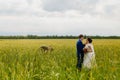 Photographer taking pictures couple of newlyweds Royalty Free Stock Photo