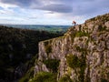 Photographer taking shots of Cheddar Gorge in England