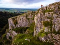 Photographer taking shots of Cheddar Gorge in England