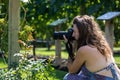 Photographer taking vineyards pictures Royalty Free Stock Photo