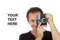 Photographer with a toy camera Royalty Free Stock Photo