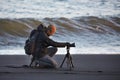 Photographer with tripod Royalty Free Stock Photo