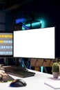 Photographer using advanced photo editing software on isolated screen monitor