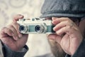 Photographer with vintage camera Royalty Free Stock Photo