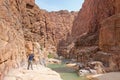 Photographer in the Wadi AL Mujib Royalty Free Stock Photo