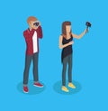 Photographer Woman and Man Vector Illustration