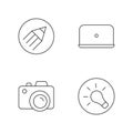 Photographer work elements pixel perfect linear icons set