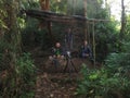 Photographers and Albeiro (antpitta whisperer), Rio Blanco, Colo Royalty Free Stock Photo