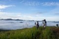 2 photographers andThe small village in fog, some where near Dalat, Vietnam