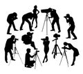 Photographers Hunting Activity Silhouettes, art vector design