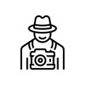 Black line icon for Photographers, documentarian and camera Royalty Free Stock Photo