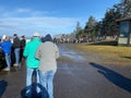 Photographers and spectators lined up for the King Tide crashes at Shore Acres State Park