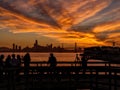 Photographers are taking a picture of sunset with San Francisco Royalty Free Stock Photo