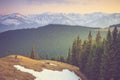 Photographers to shoot beautiful mountain snow tops. Royalty Free Stock Photo