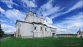 Photographic art picture of famous Goritsky orthodox monastery under blue cloudy sky in summer