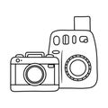 Photographic cameras icon black and white