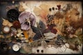 photographic collage with a variety of textures and materials