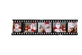 Photographic film, frames with photos of two men, collage on santa claus in red suit, concept of christmas, waiting for gifts, Royalty Free Stock Photo