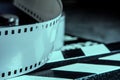 Photographic film. Movie clapper for shooting Films Royalty Free Stock Photo