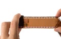 Photographic filmin hands Royalty Free Stock Photo