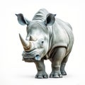 Photographically Detailed Colorized Portrait Of A Rhino On White Background