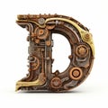 Photographically Detailed 3d Steampunk Letter D Illustration
