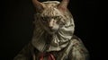 Photographically Detailed Portrait Of A Cat In A Twisted Outfit