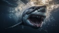 Photographically Detailed Portrait Of A Great White Shark Underwater Royalty Free Stock Photo