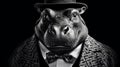 Photographically Detailed Portrait Of A Hippotamus In A Suit Royalty Free Stock Photo