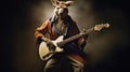 Photographically Detailed Portrait Of A Kangaroo Rocking A Guitar Royalty Free Stock Photo