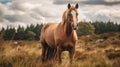 Photographically Detailed Portrait Of A Majestic Brown Horse In The Wild Royalty Free Stock Photo