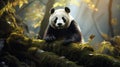 Photographically Detailed Portrait Of A Panda Bear In Soft Light