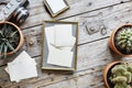 Photographies and vintage frame urban design desk Royalty Free Stock Photo