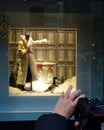 Photographing Fifth Avenue Christmas window Royalty Free Stock Photo