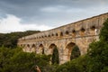 Taking picture of the Pont du Gard, ancient Roman aqueduct over the Gardon River in southern France. Royalty Free Stock Photo