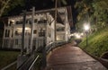 Photographing night street scene along the vicinity around the outdoor recreational area