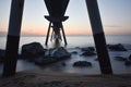 photographing the pillars of the pont del petroli de badalona barcelona spain