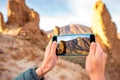 Photographing rocky landscape