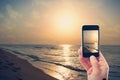 Photographing smartphone dawn Royalty Free Stock Photo