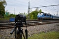 Photographing trains Royalty Free Stock Photo