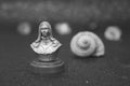 METAL CHESS PIECE - THE LADY IN MONOCHROME Royalty Free Stock Photo