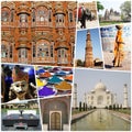 PHOTOGRAPHS OF MONUMENTS OF INDIA IN COLLAGE Royalty Free Stock Photo