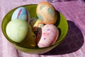 Photographs of painted eggs during the Easter period,aly