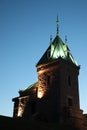 Historic architecture in Old Quebec in Canada. Night scene in Old Quebec. Ancient and old architecture.