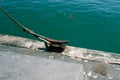 Photography of boat rope on pier. Royalty Free Stock Photo