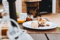 Breakfast with a delicious meal and bread Royalty Free Stock Photo