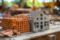 Photography of brick house construction project for the building and construction industry Royalty Free Stock Photo