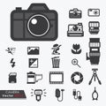 Photography camera lens and accessories set Royalty Free Stock Photo
